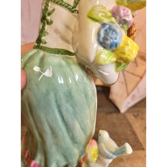 Ceramic gardening Bunny AS IS Easter flower bird - Picture 8 of 13